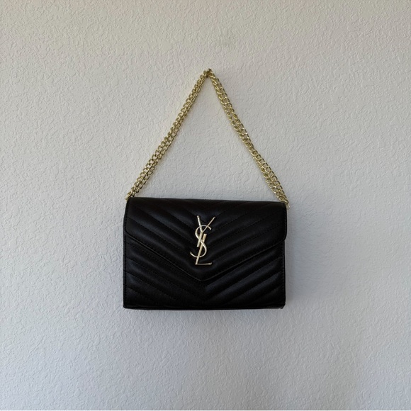 Black Quilted Gold Chain Bag - Picture 3 of 8